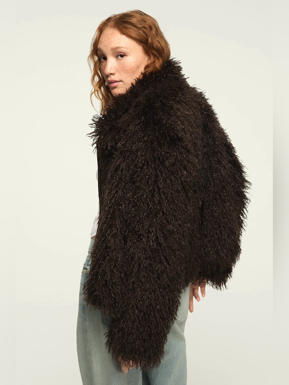 Lucky brand Shaggy brown Faux Fur Jacket coat size M - Picture 10 of 11